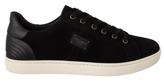 Black Suede Leather Mens Low Tops Sneakers - EU39/US6