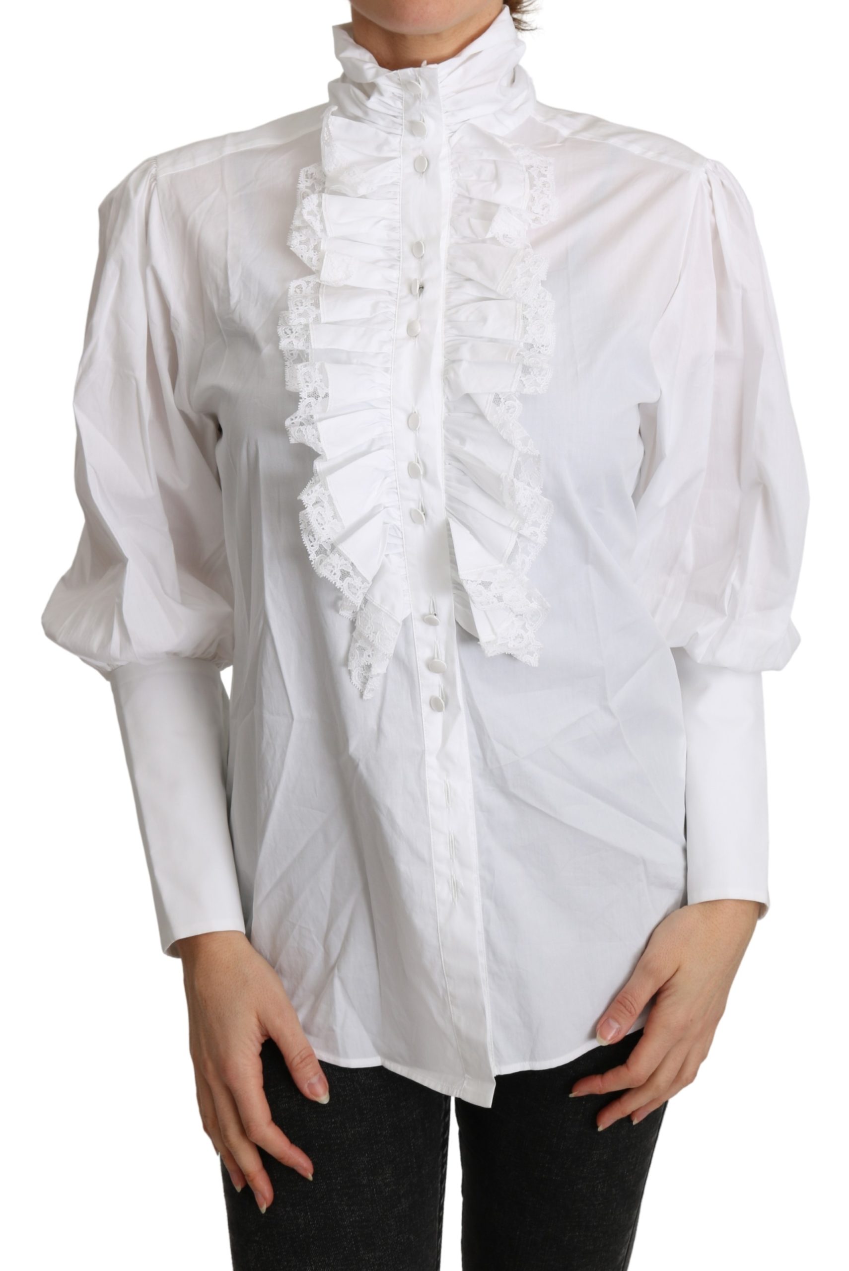 Dolce & Gabbana Women's Turtle Neck Long Sleeves Top White TSH4831 - IT36 | XS