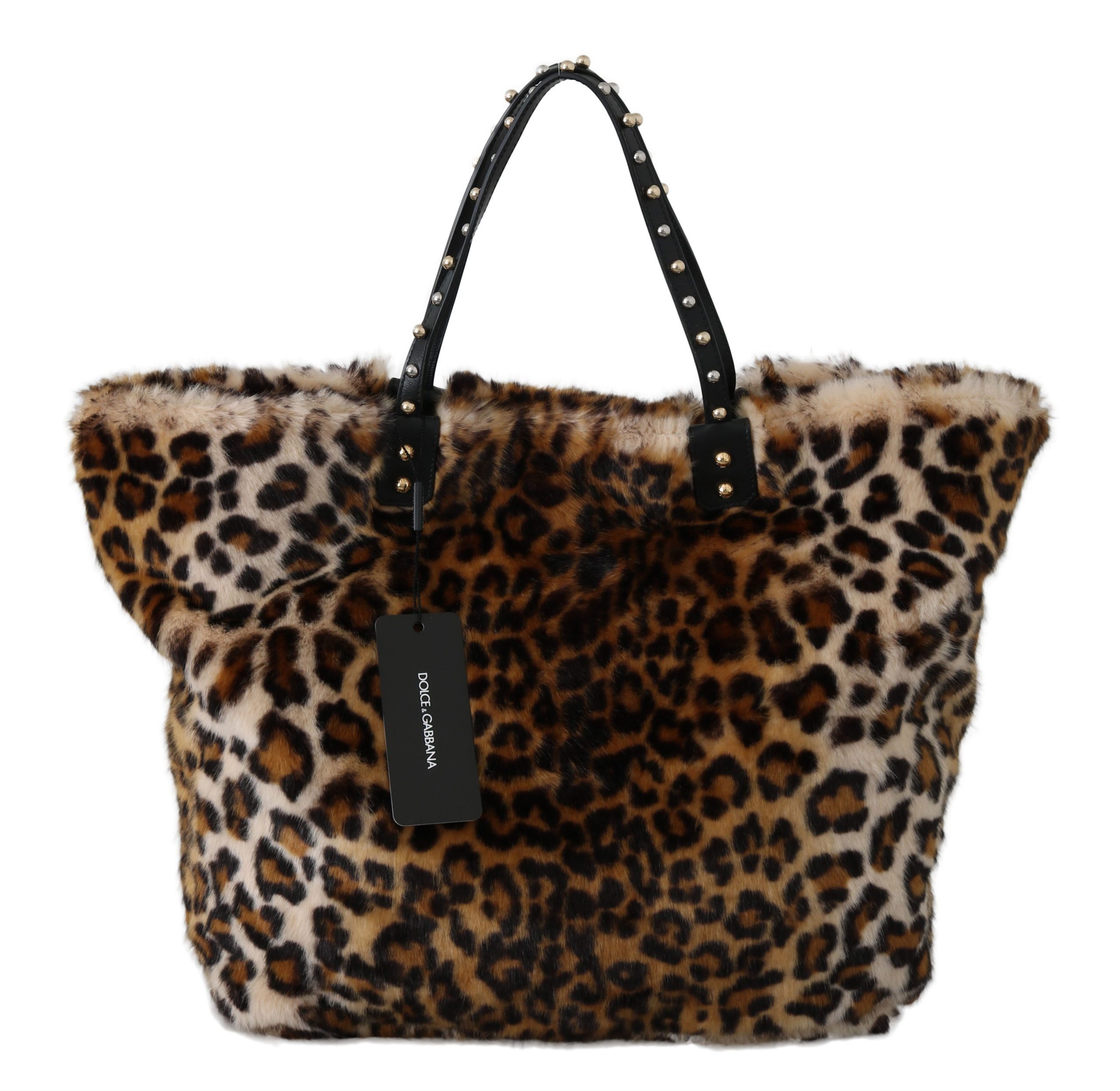 Dolce & Gabbana Women's Leopard Handbag Shopping Tote Bag Brown VAS8794