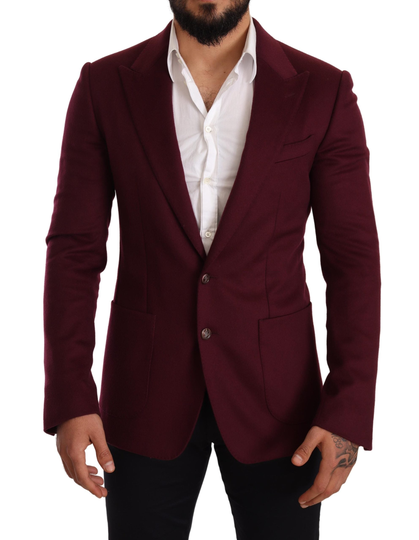 Maroon Cashmere Slim Fit Coat Jacket Blazer - IT48 | M