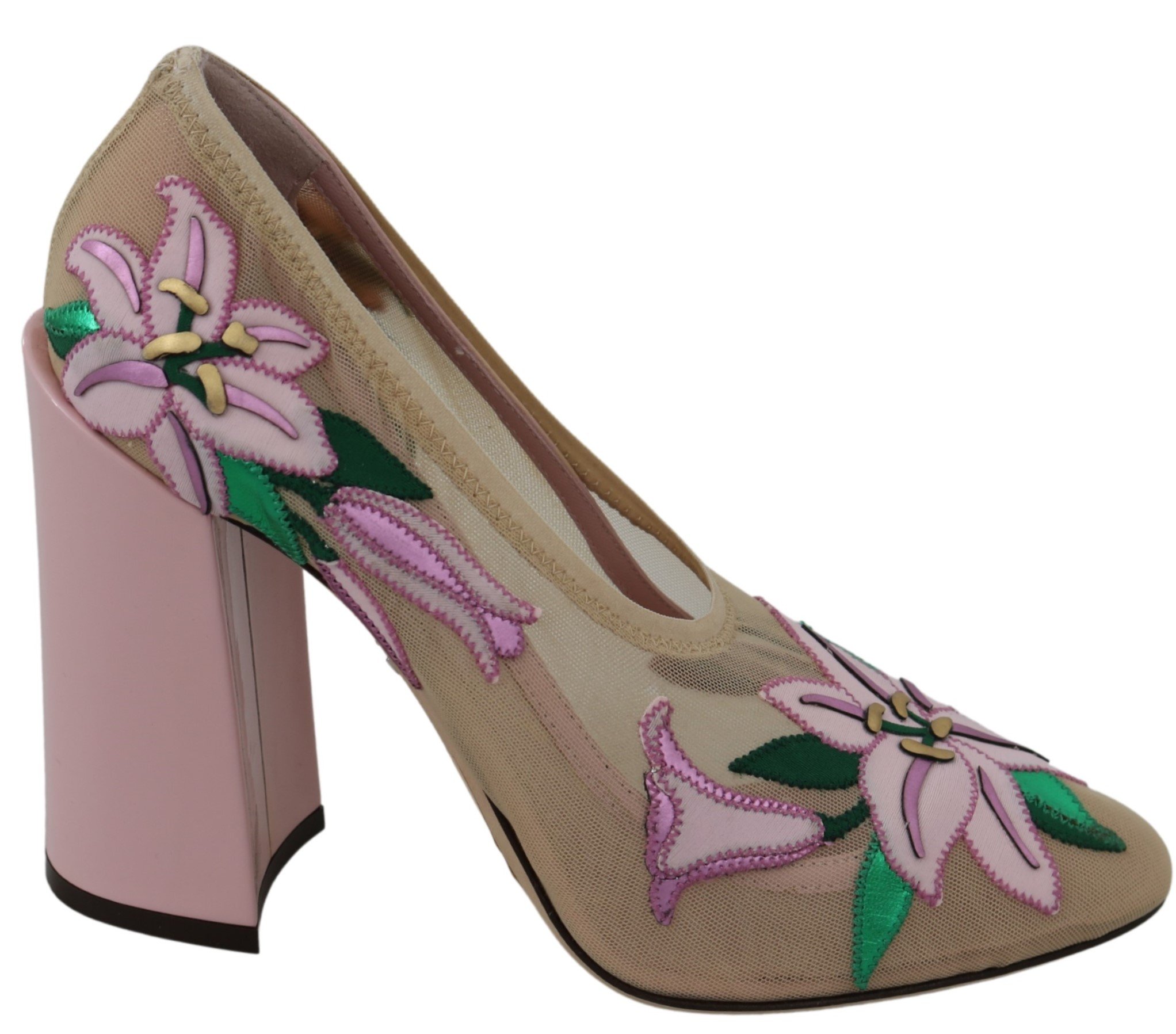 Dolce & Gabbana Women's Nude Floral Silk Pumps LA7360 - EU39/US8.5