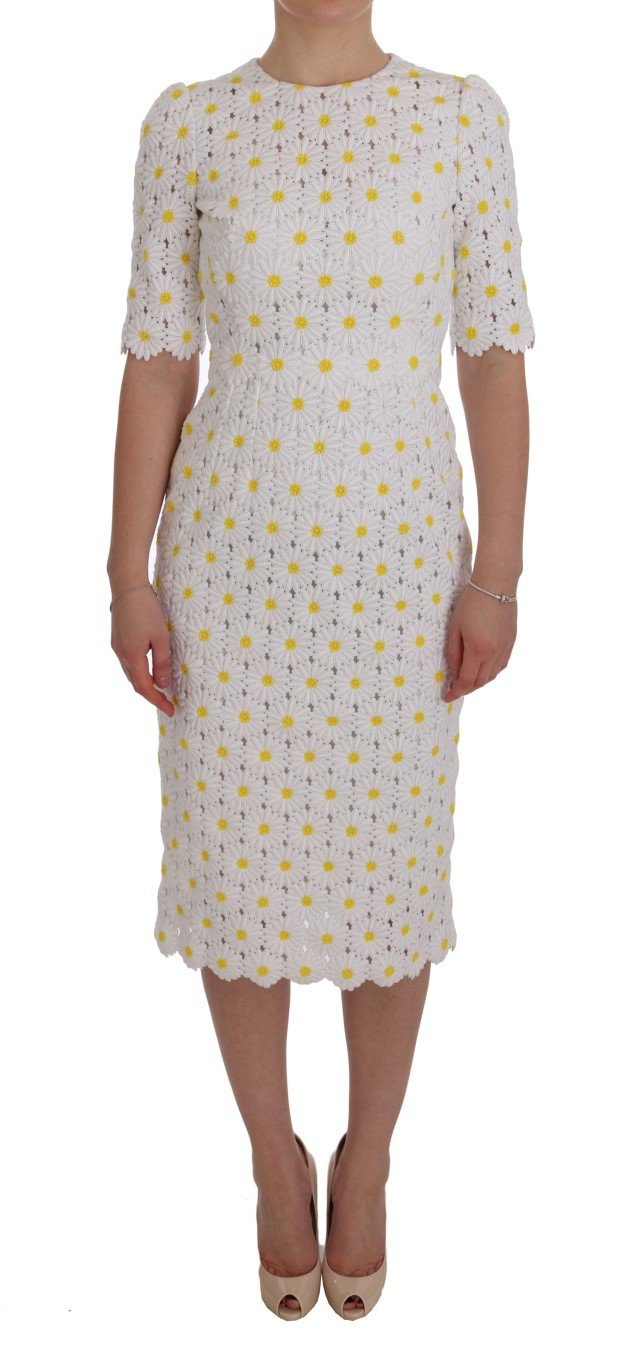 Dolce & Gabbana Women's Sunflower Ricamo Sheath Dress White SIG50855 - IT38|XS