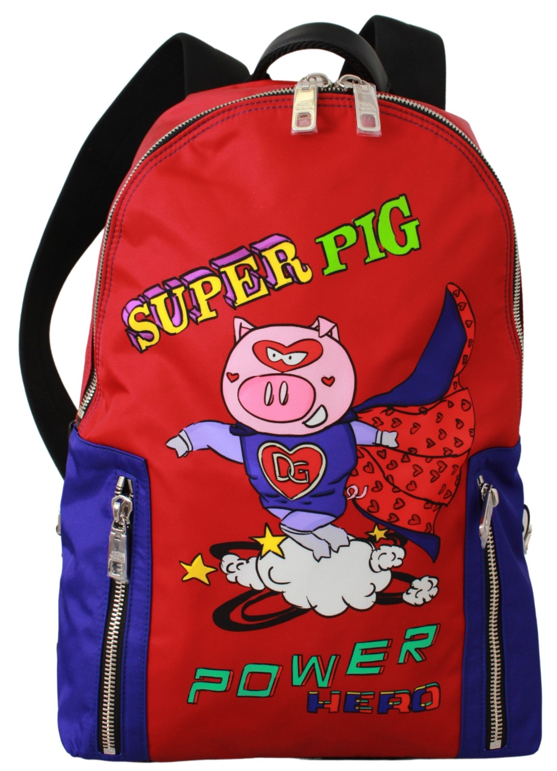 Dolce & Gabbana Men's Nylon Super Pig Print Backpack Red VAS9460