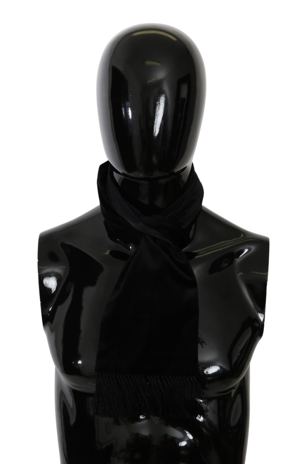Dolce & Gabbana Men's Fringe Neck Wrap Cotton Scarf Black MS5576