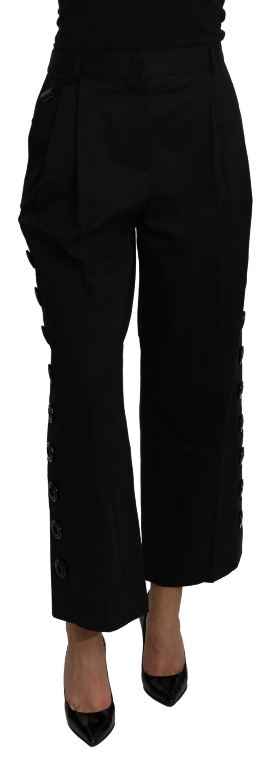 Dolce & Gabbana Women's High Waist Cotton Stretch Trouser Black PAN71215 - IT40|S