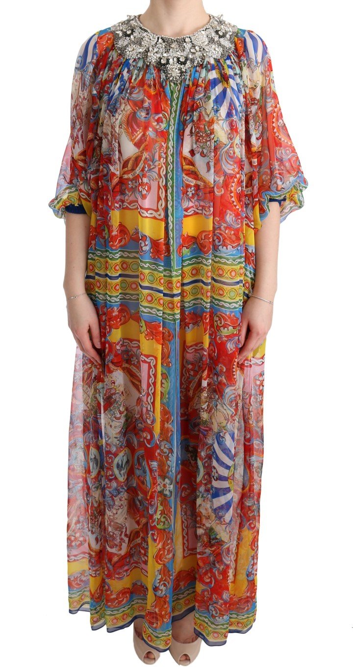 Dolce & Gabbana Women's Silk Carretto Crystal Tunic Dress Multicolor SIG60636 - IT40|S