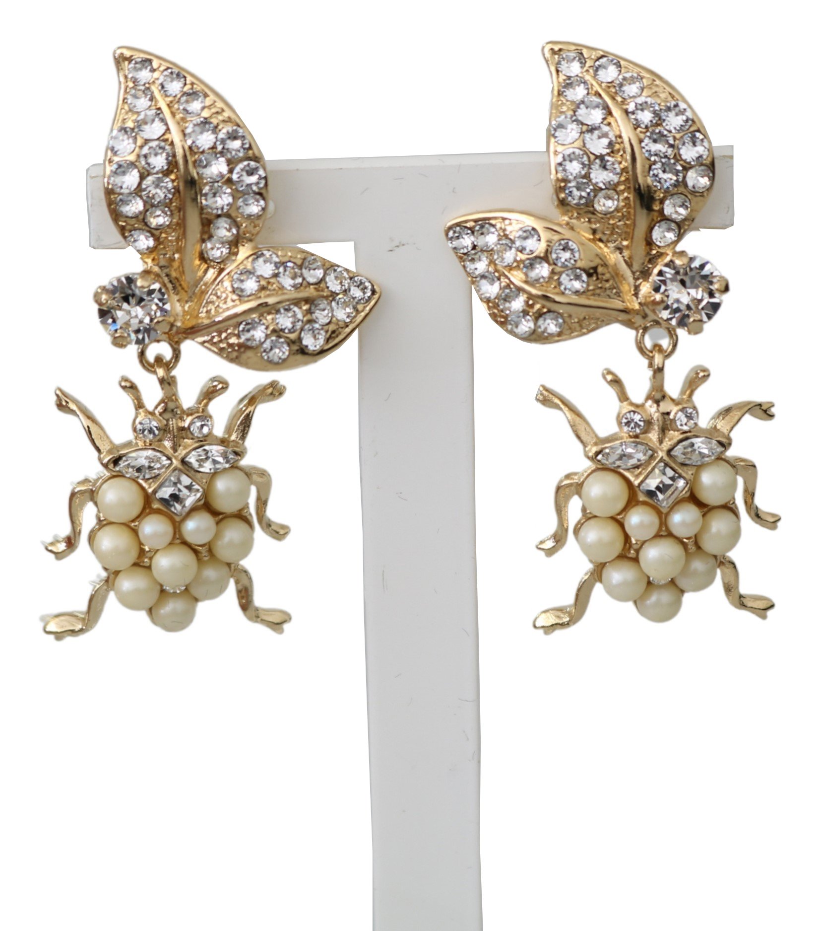 Dolce & Gabbana Women's Brass Clear Floral Clip On Earrings Gold SMY100201