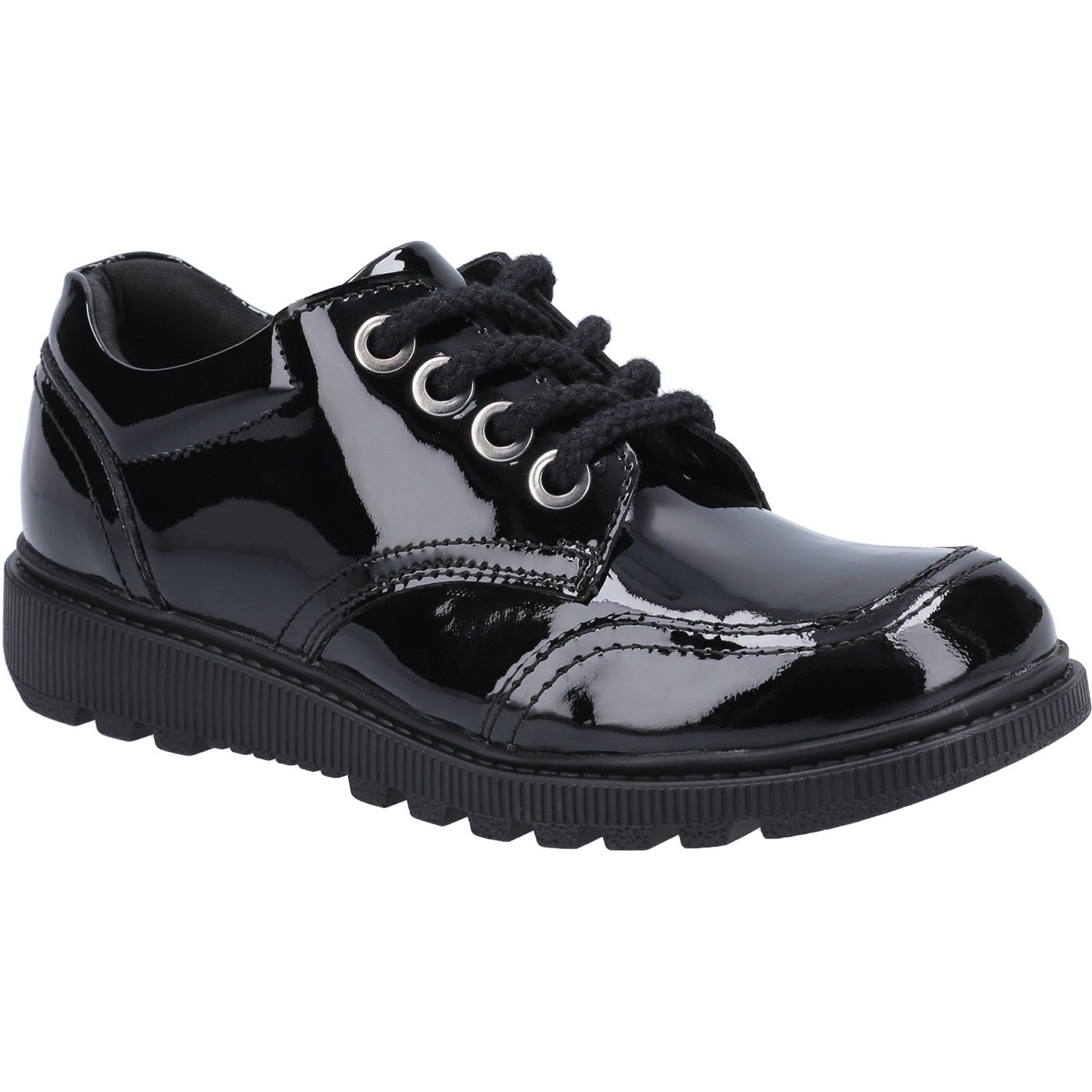 Hush Puppies Kid's Kiera Senior Patent School Shoe Black 30824 - Patent Black 5