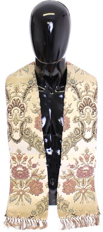 Dolce & Gabbana Men's Necktie Baroque Pattern Scarf Beige SCA10020