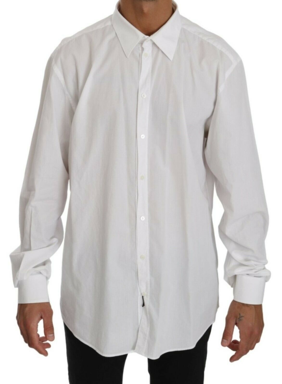 Dolce & Gabbana Men's Cotton Dress Formal Top Shirt White TSH4075 - 44 | 3XL