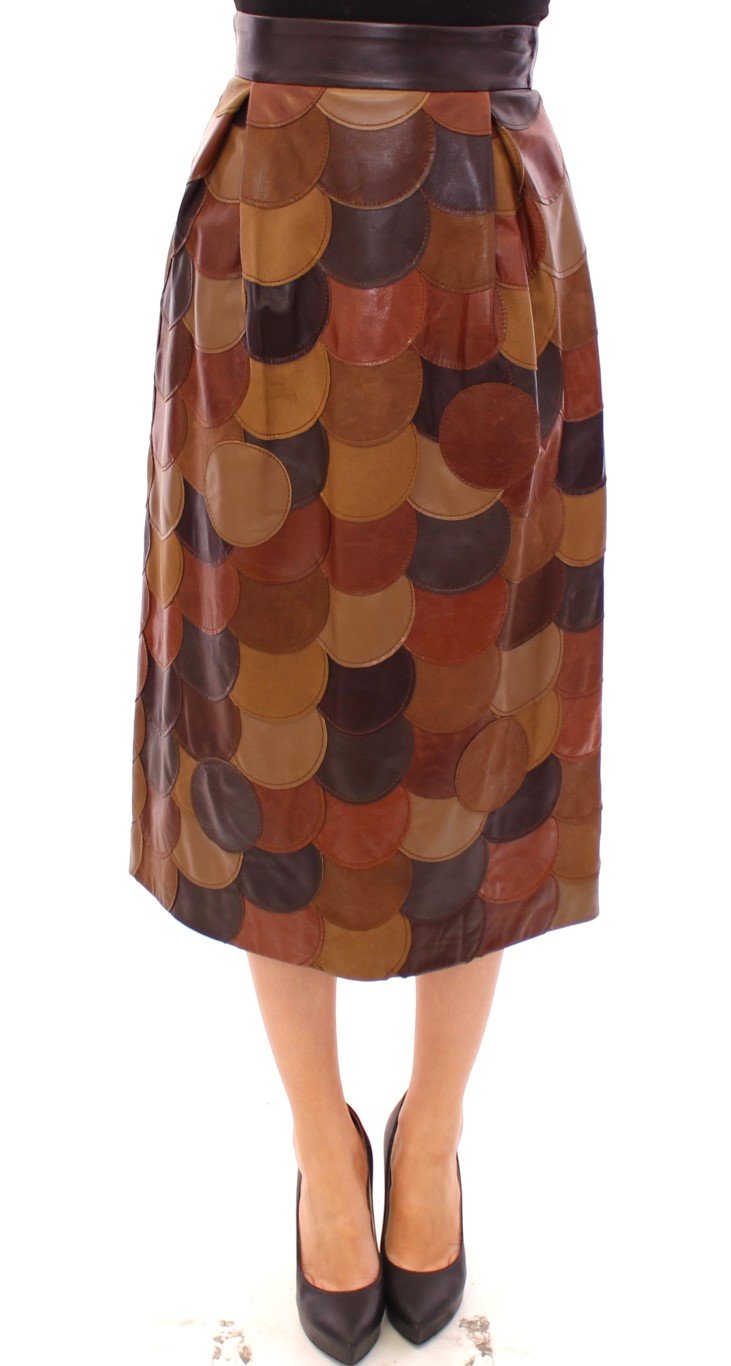 Dolce & Gabbana Women's Patchwork Leather Straight Skirt Brown GSS11479 - IT40|S