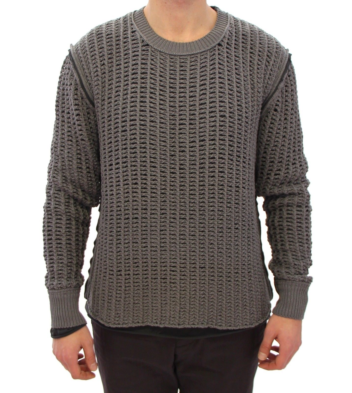 Dolce & Gabbana Men's Runway Netz Pullover Netted Sweater Gray GTH10683 - IT48 | M