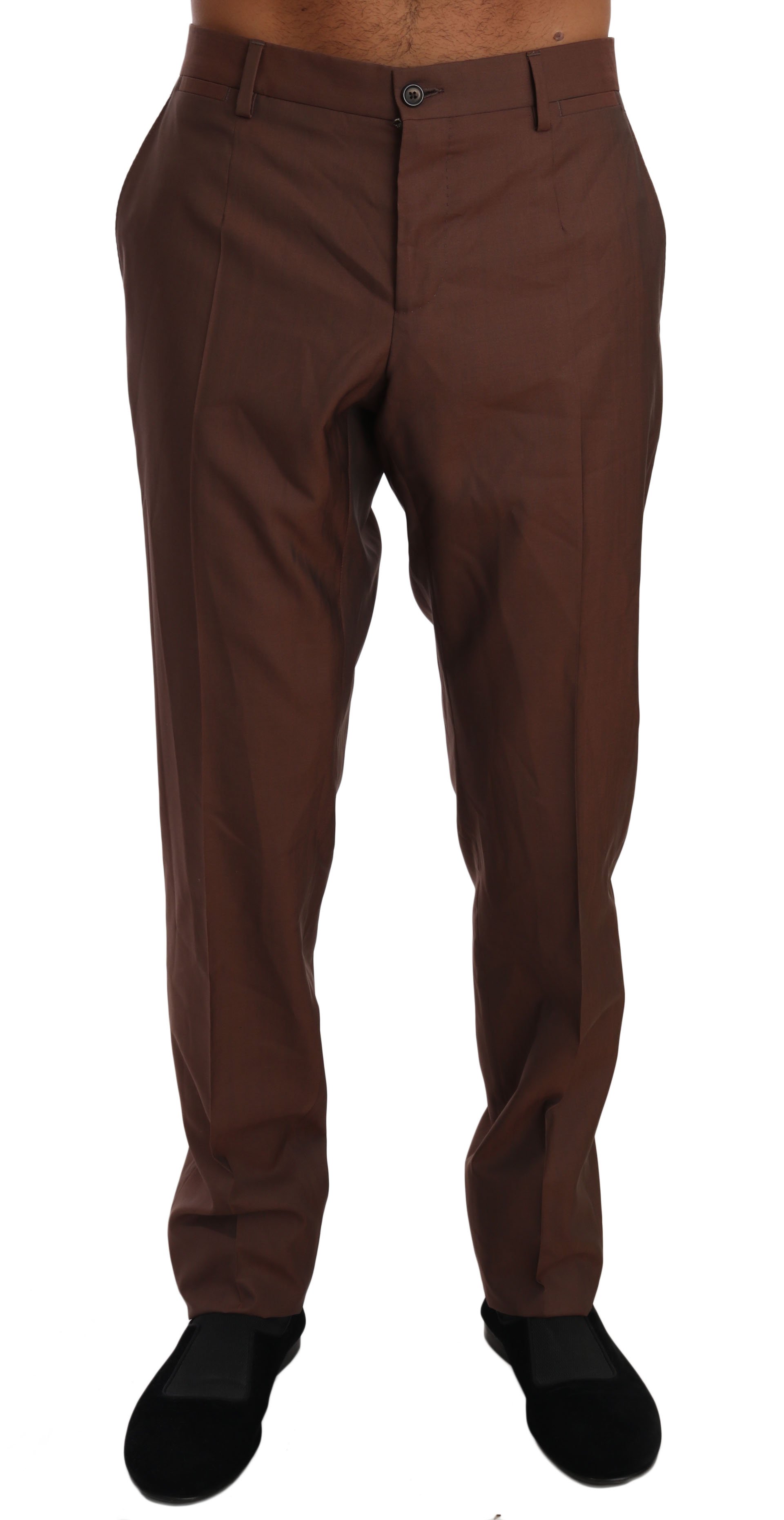 Dolce & Gabbana Men's Wool Silk Formal Trouser Brown PAN61143 - IT54 | XXL