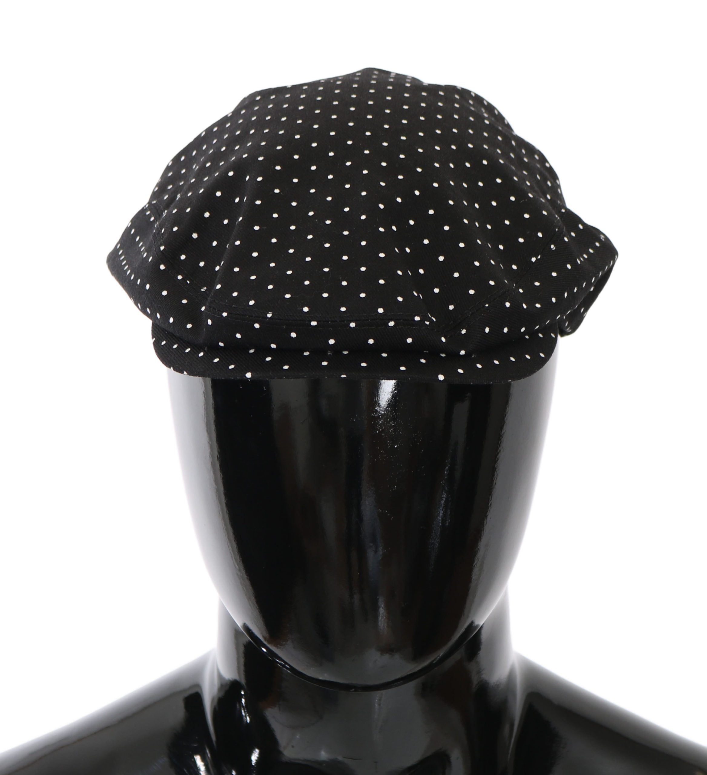 Dolce & Gabbana Men's Dotted Newsboy Men Capello Cotton Hat Black HAT81023 - 57 cm|S
