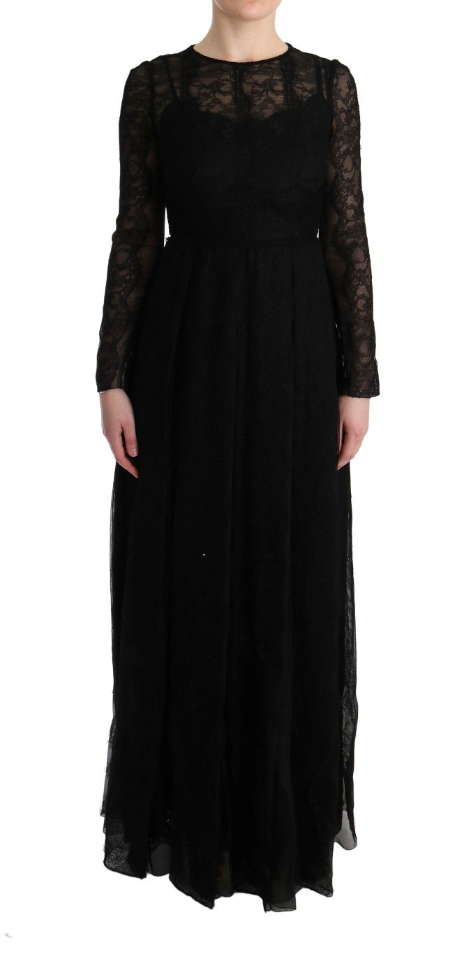 Dolce & Gabbana Women's Floral Lace Sheath Silk Dress Black SIG60585 - IT38|XS