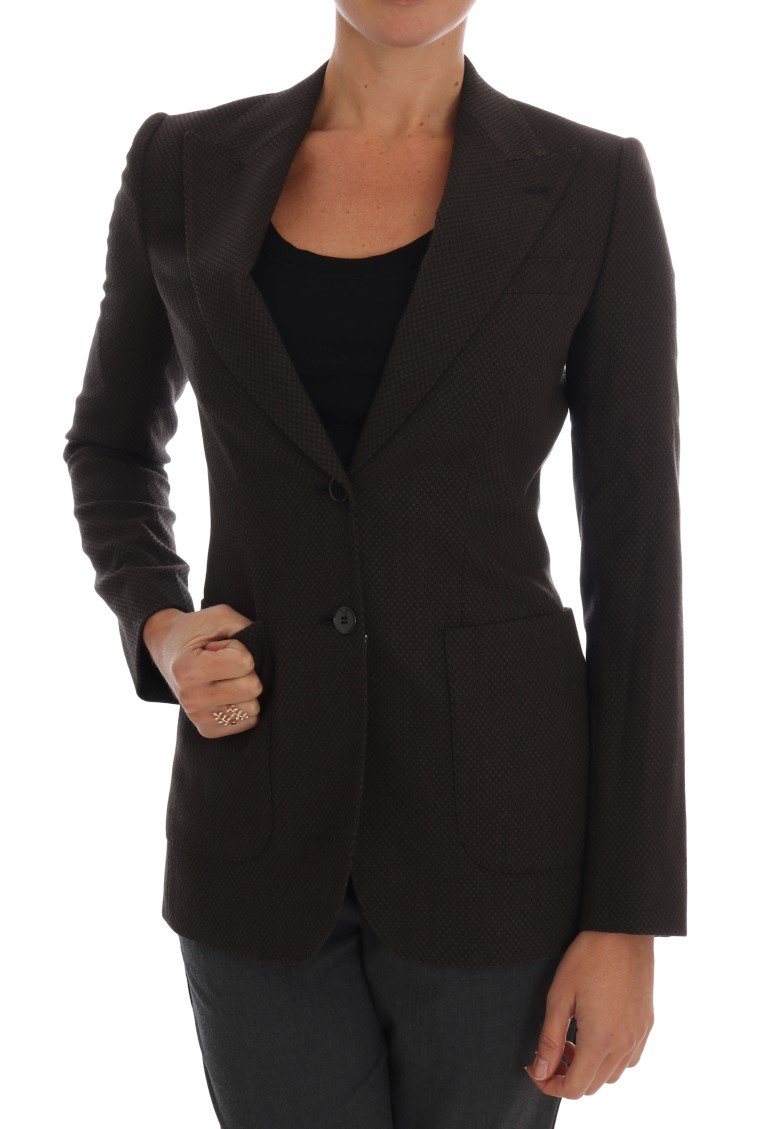 Dolce & Gabbana Women's Wool Cotton Two Button Blazer Brown DR1232 - IT36 | XS