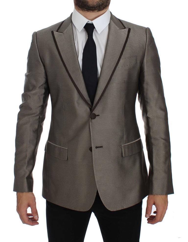 Dolce & Gabbana Men's Slim Fit Silk Two Button Blazer Brown GTT10087 - IT48 | M