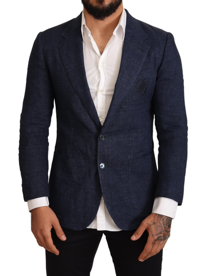 Blue Linen Slim Fit Coat Blazer Jacket - IT48 | M