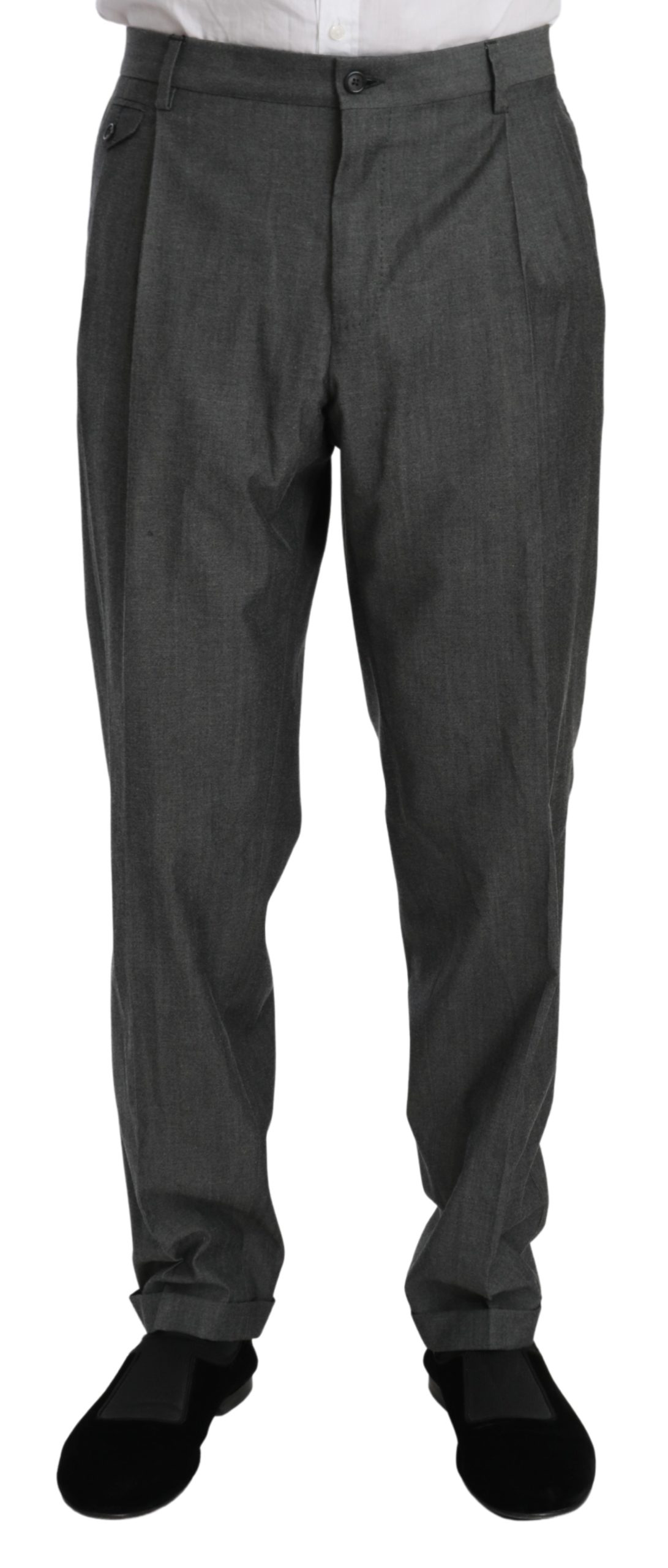 Dolce & Gabbana Men's Formal Dress Virgin Wool Trouser Gray PAN70996 - IT54 | XL