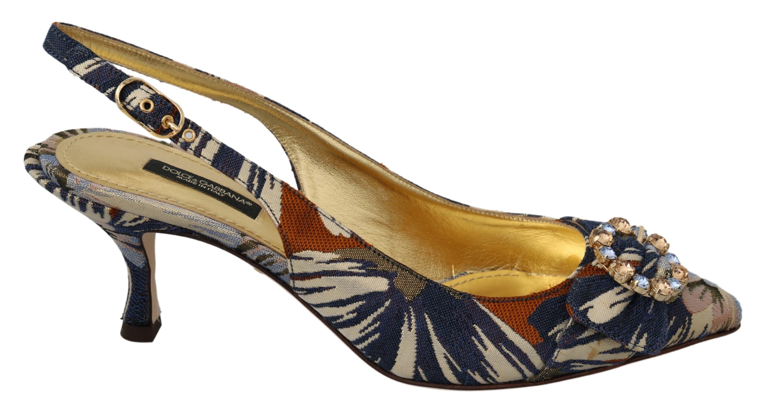 Dolce & Gabbana Women's Slingback Crystal Jacquard Heels Multicolor LA6953 - EU39/US8.5