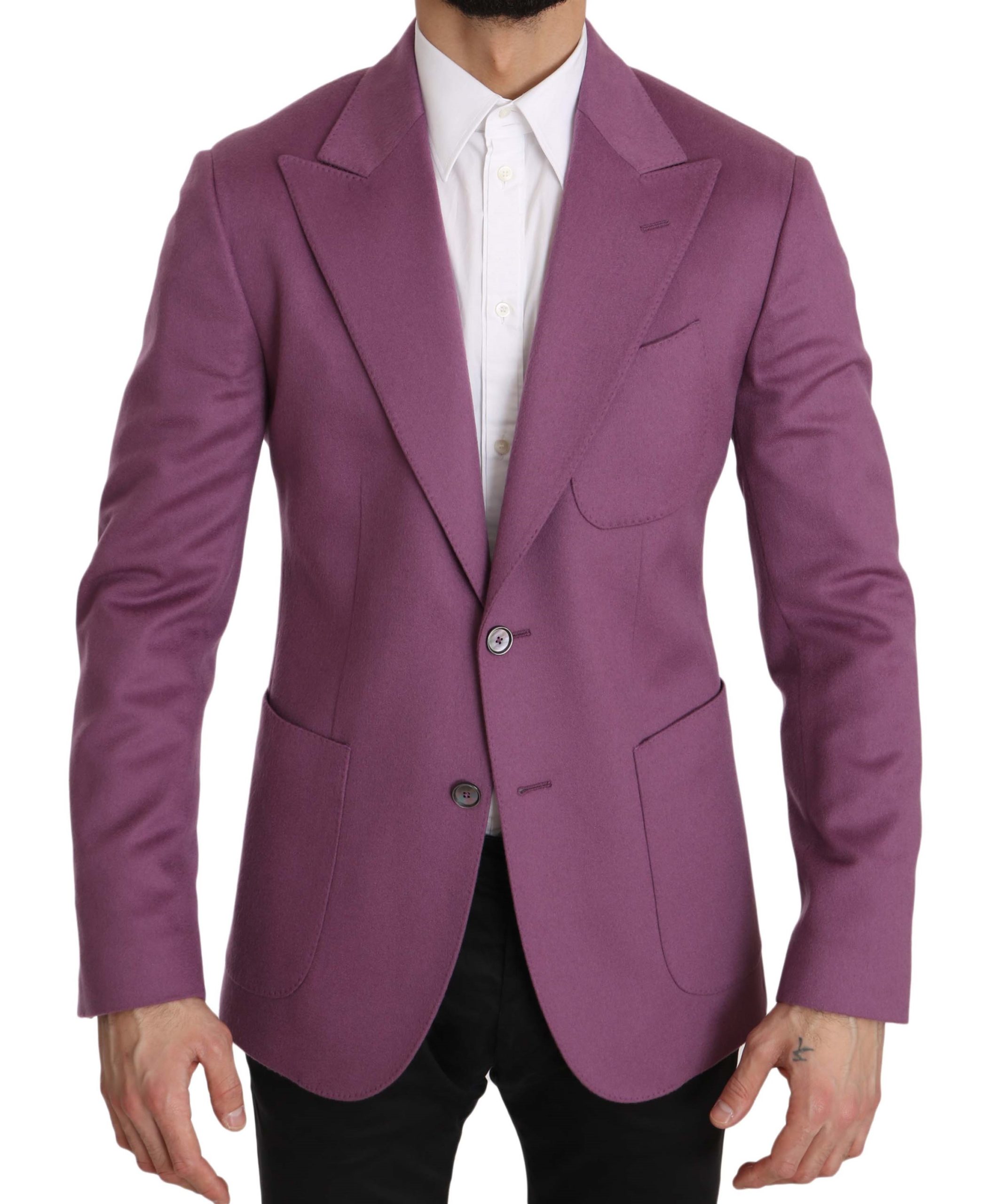 Dolce & Gabbana Men's Cashmere Jacket Coat Blazer Purple JKT2377 - IT46 | S