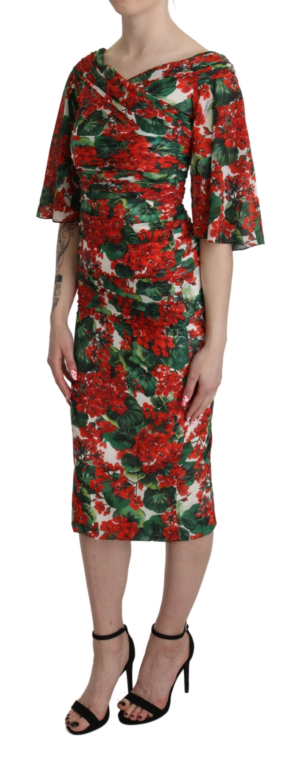 Dolce & Gabbana Women's Floral Midi Silk Dress Multicolor DR2617 - IT38|XS