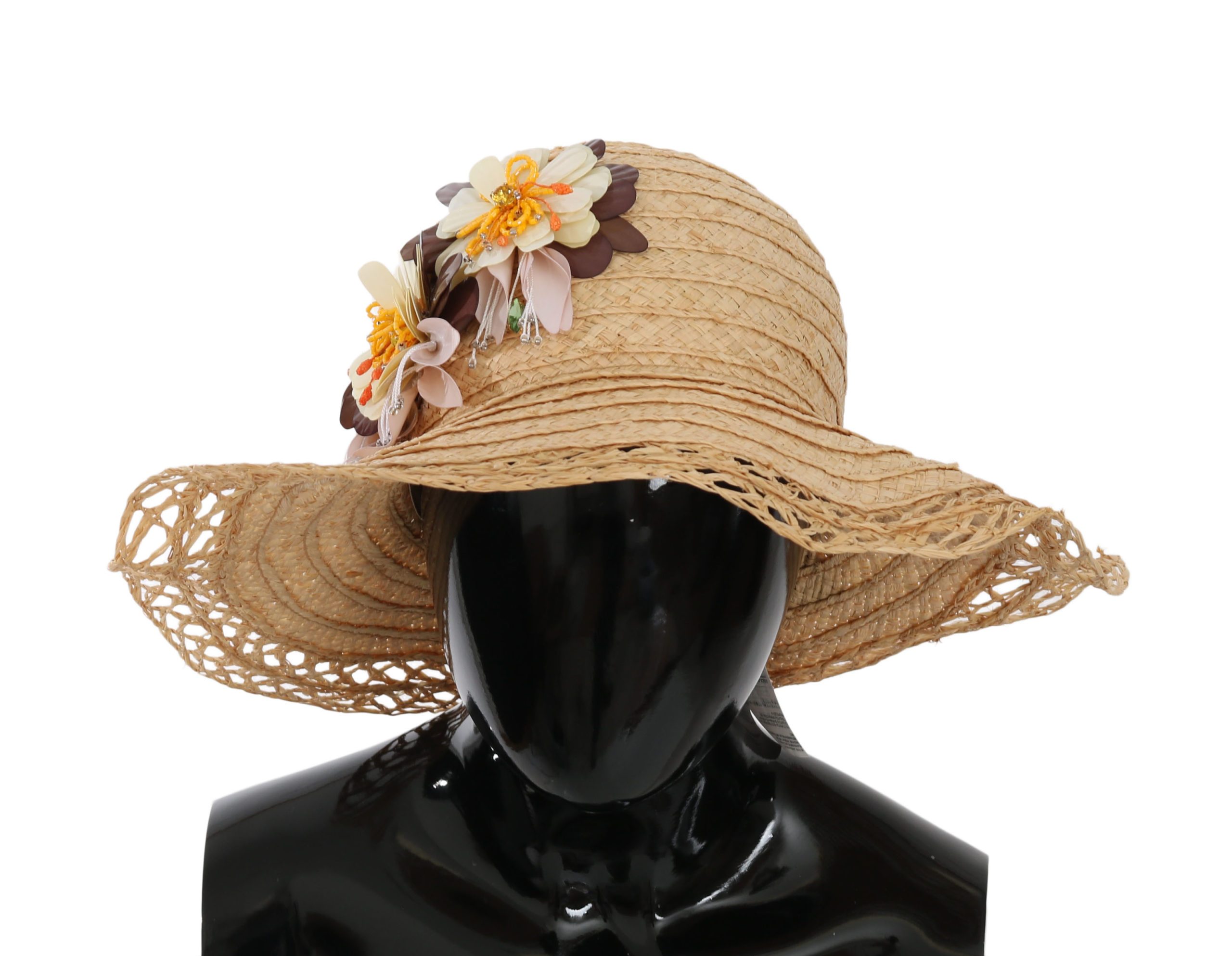 Dolce & Gabbana Women's Wide Brim Floral Hat Beige HAT81010 - 58 cm|M