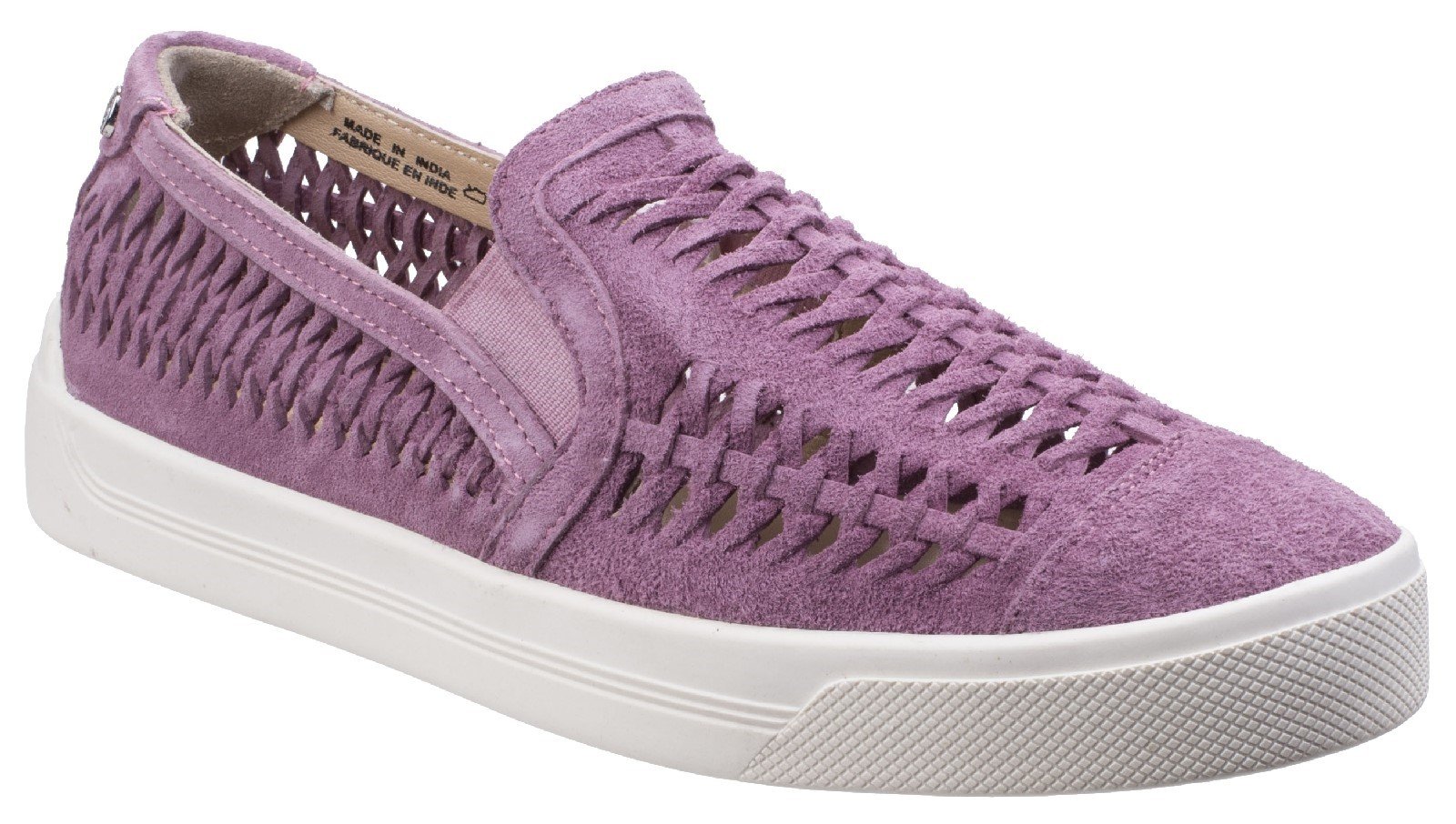 Hush Puppies Women's Gabbie Woven Slip On Trainer Various Colours 26368 - Orchid Suede 3