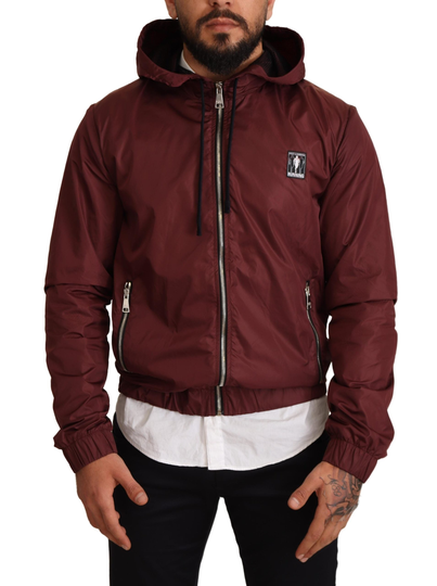 Maroon Windbreaker Hooded Full Zip Sweater - IT48 | M