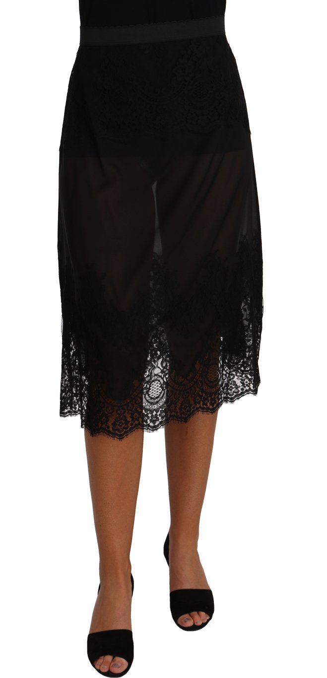 Dolce & Gabbana Women's Silk Lace Floral Skirt Black BIK094 - IT1 | XS