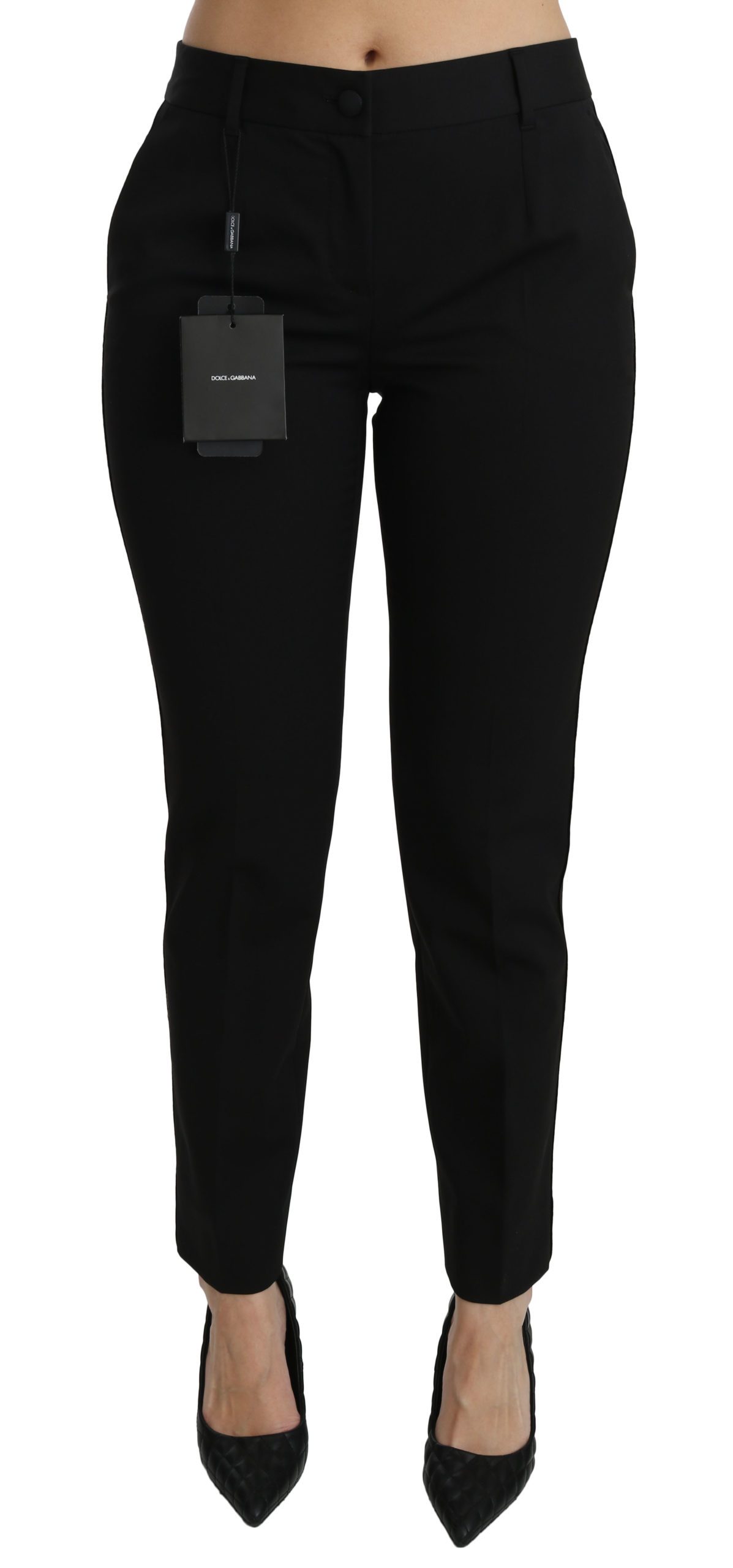Dolce & Gabbana Women's Mid Waist Skinny Formal Trouser Black PAN70860 - IT40|S