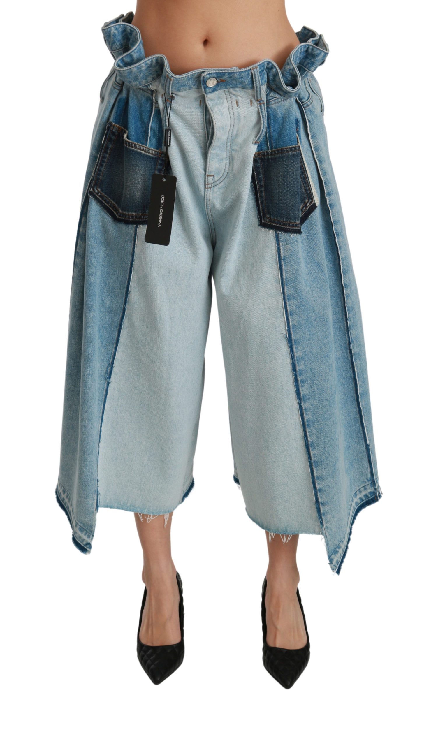 Dolce & Gabbana Women's Asymmetrical Wide Leg Cotton Jeans Blue PAN70871 - IT40|S