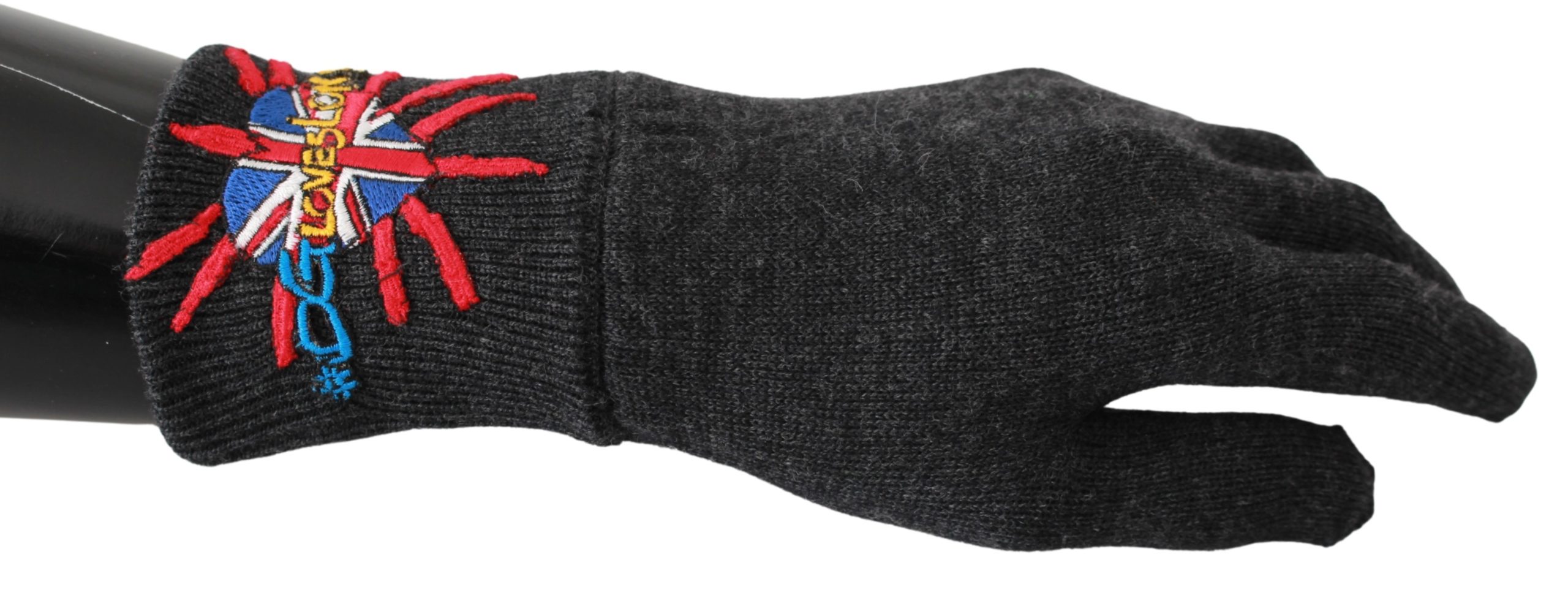 Dolce & Gabbana Women's #DGLovesLondon Embroidered Wool Gloves Gray LB1017BG