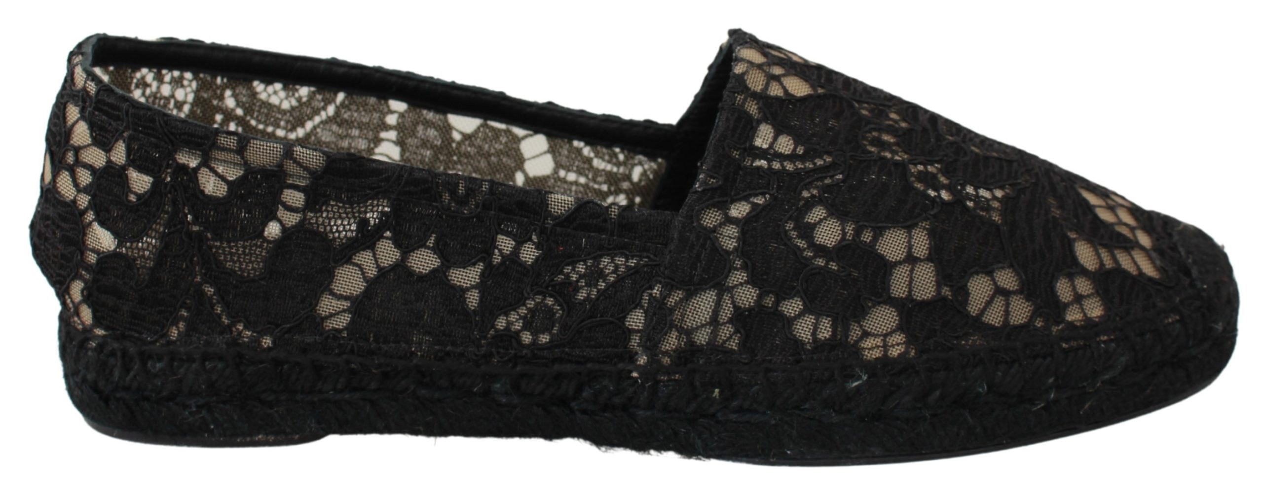 Dolce & Gabbana Women's Lace Cotton Espadrilles Shoes Black LA6519 - EU40/US9.5