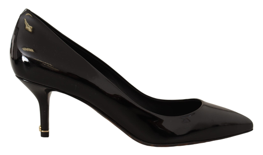 Black Patent Leather Heels Pumps Shoes - EU37/US6.5
