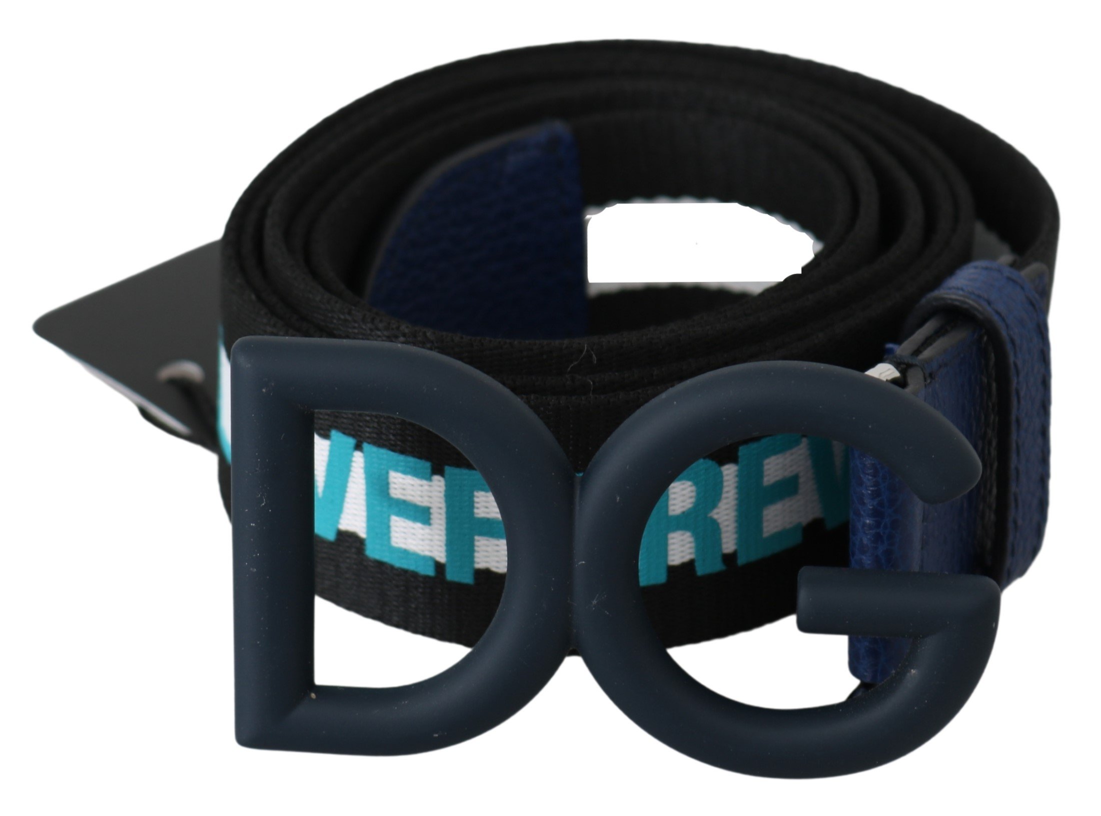 Dolce & Gabbana Men's Textile DG Logo Buckle Belt Blue BEL60499 - 100 cm / 40 Inches