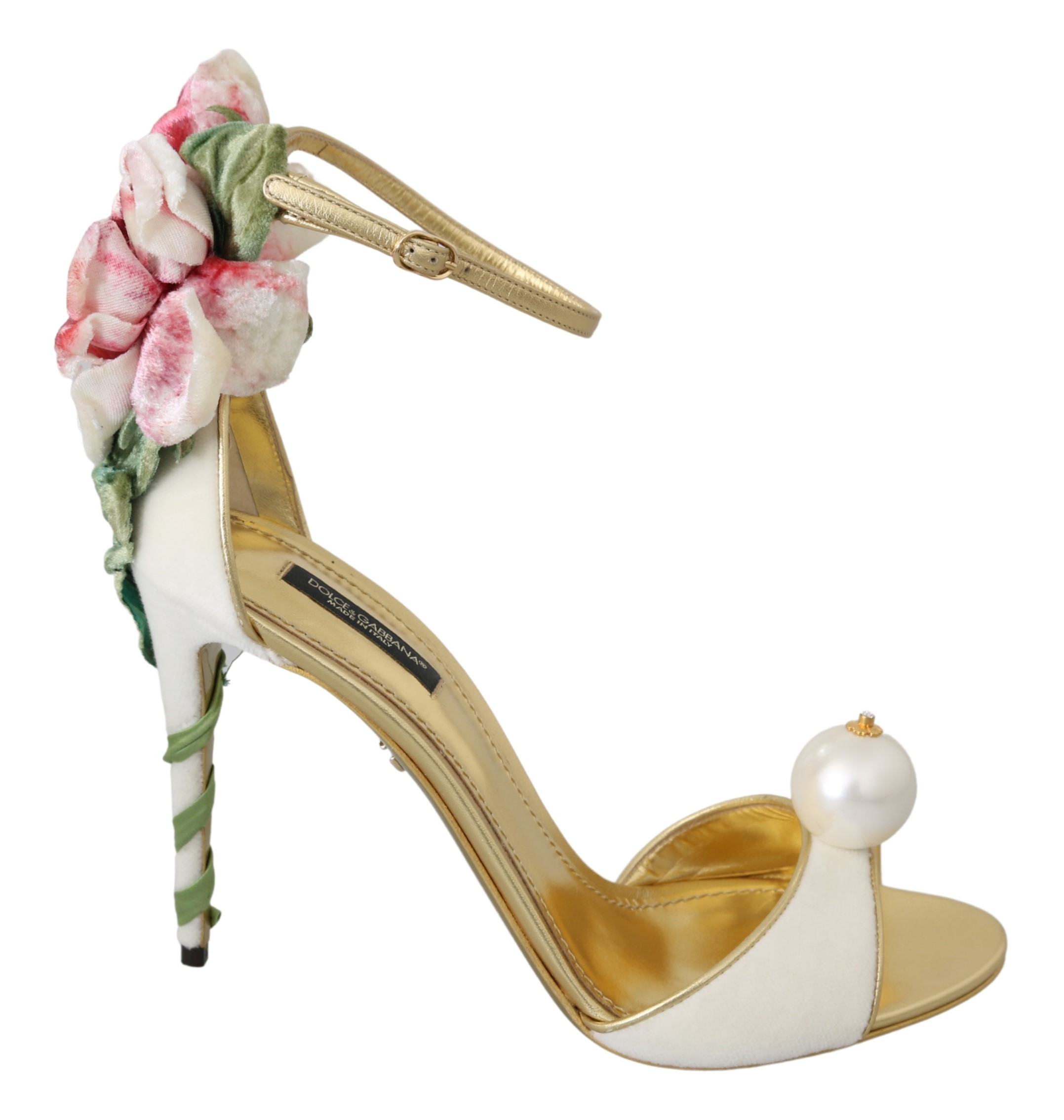 Dolce & Gabbana Women's Pearl Leather Sandal White LA7009 - EU39/US8.5