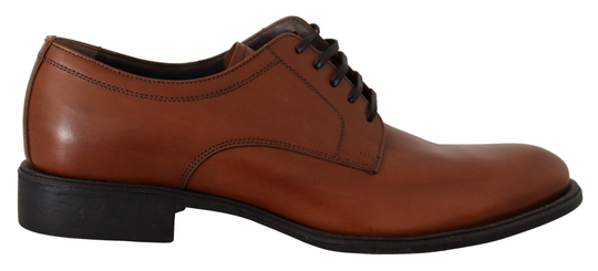 Brown Leather Lace Up Mens Formal Derby Shoes - EU40/US7