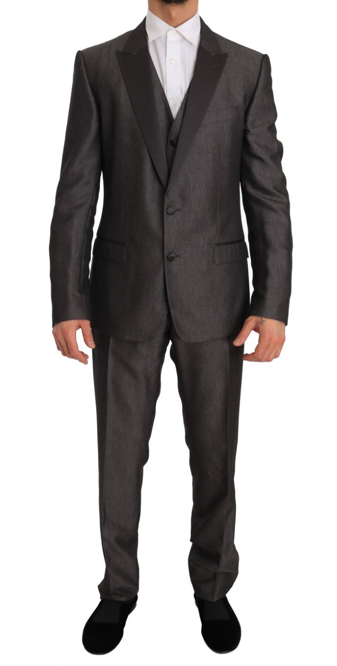 Dolce & Gabbana Men's Silk Wool MARTINI Slim Fit 3 Piece Suit Gray JKT1260 - IT52 | XL