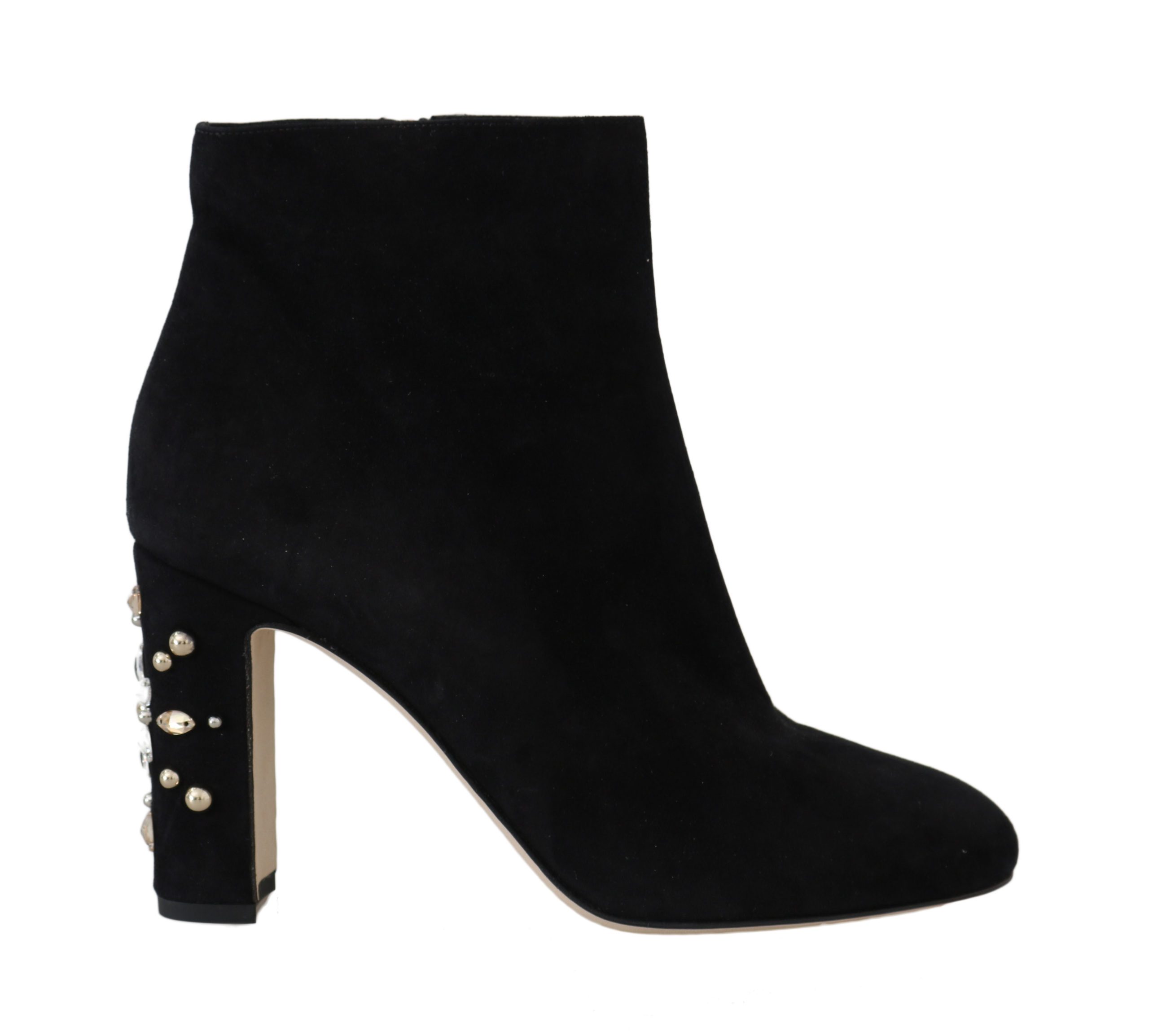 Dolce & Gabbana Women's Suede Crystal Studded Boot Black LA5594 - EU40/US9.5