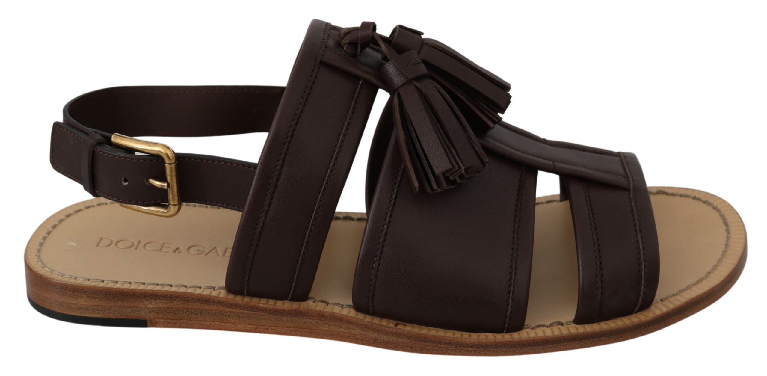 Dolce & Gabbana Men's Leather Buckle Sandal Brown MV3031 - EU43/US10