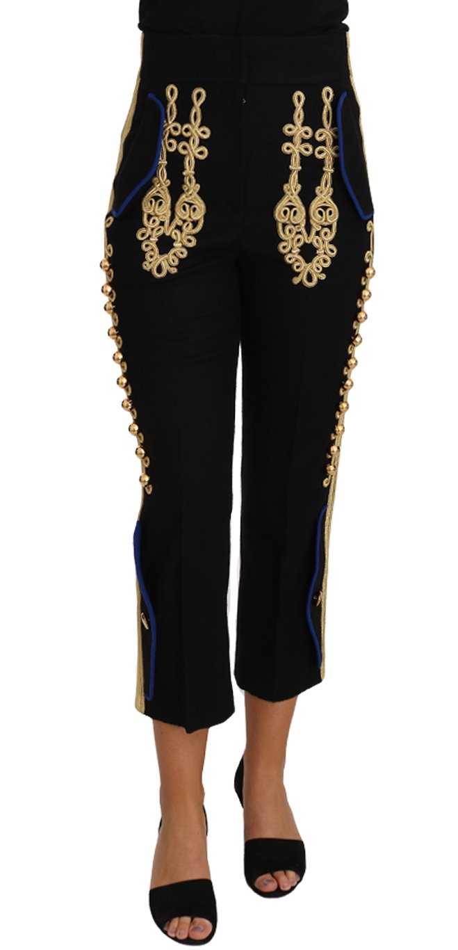 Dolce & Gabbana Women's Military Embellished Trouser Black PAN61081 - IT48 | XL