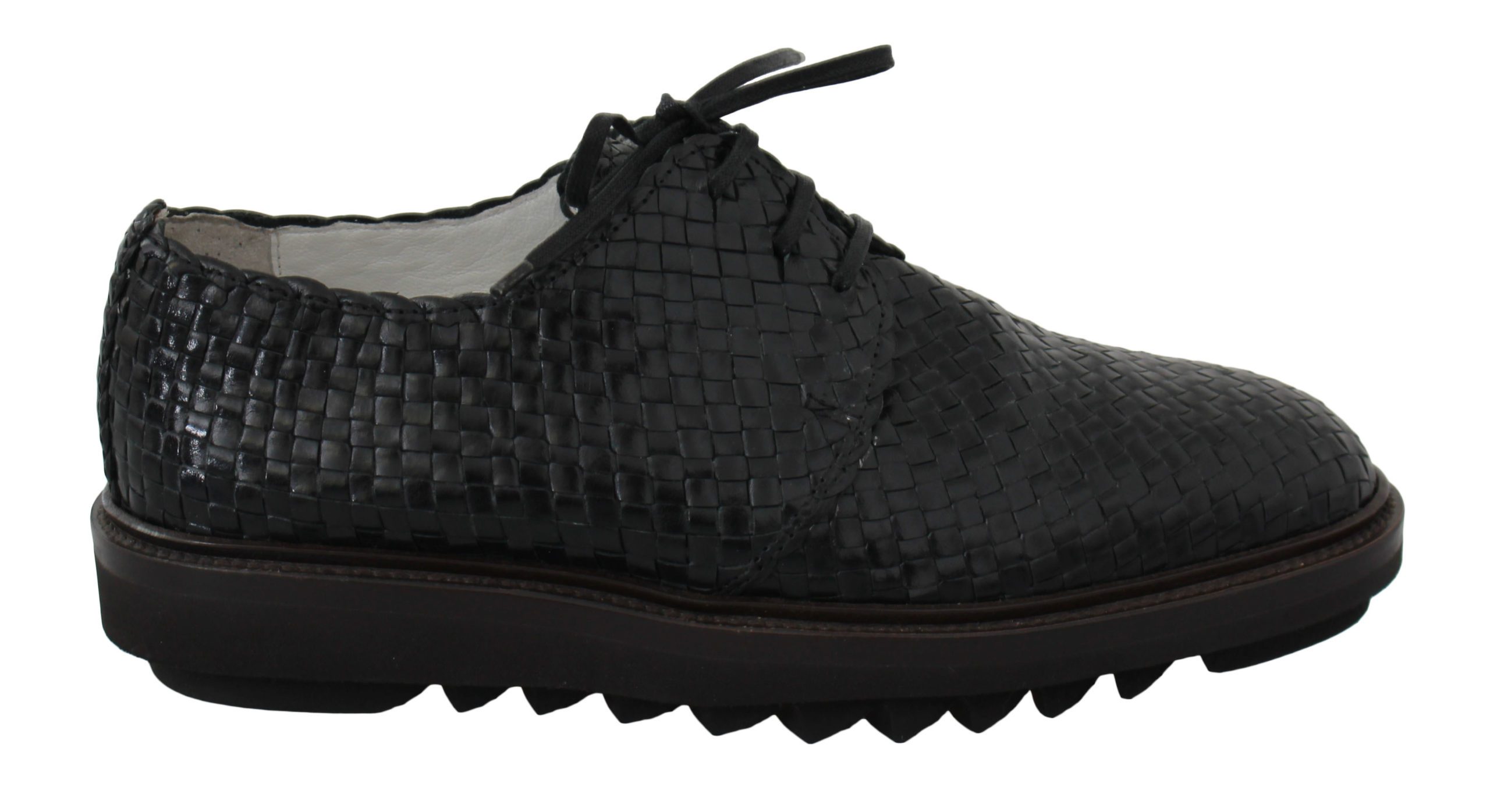 Dolce & Gabbana Men's Woven Knit Leather Derby Shoes Black MV2506 - EU39/US6