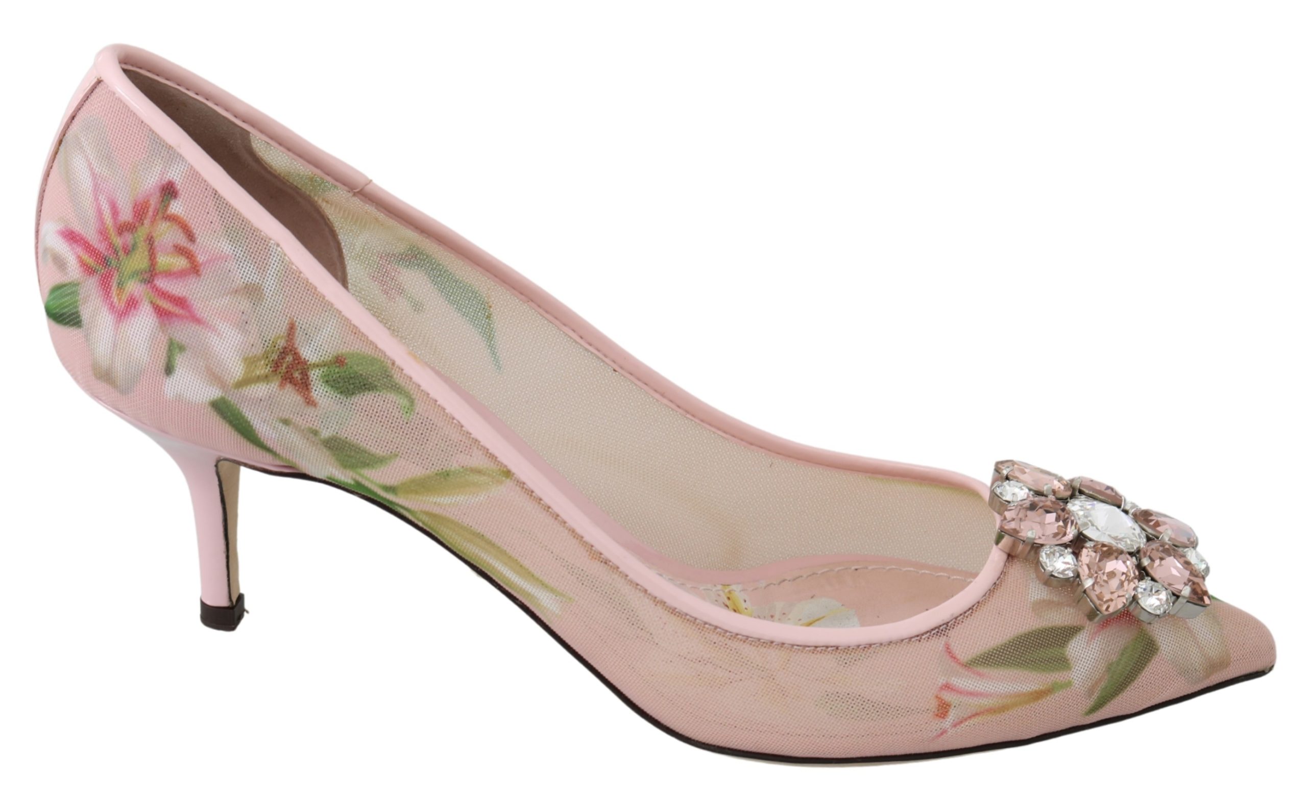 Dolce & Gabbana Women's Floral Crystals Pumps Pink LA7241 - EU39/US8.5