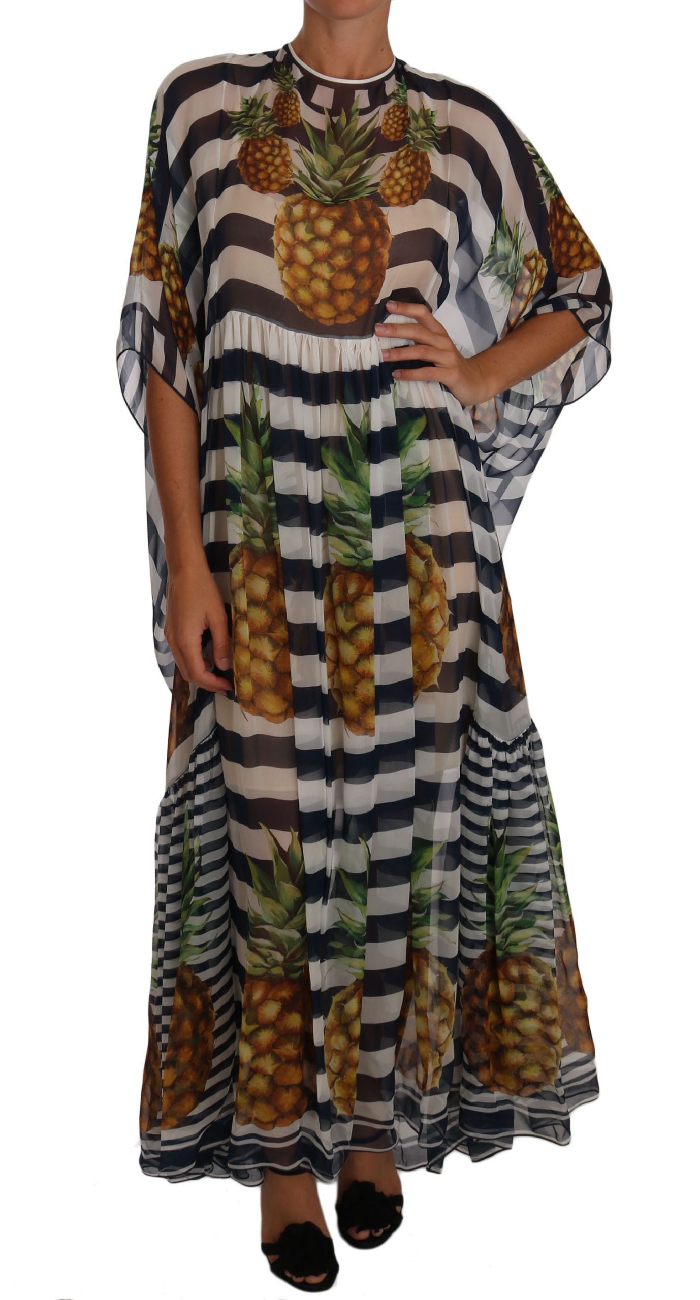 Dolce & Gabbana Women's Silk Striped Pineapple Tunic Dress Blue DR1472 - IT38|XS