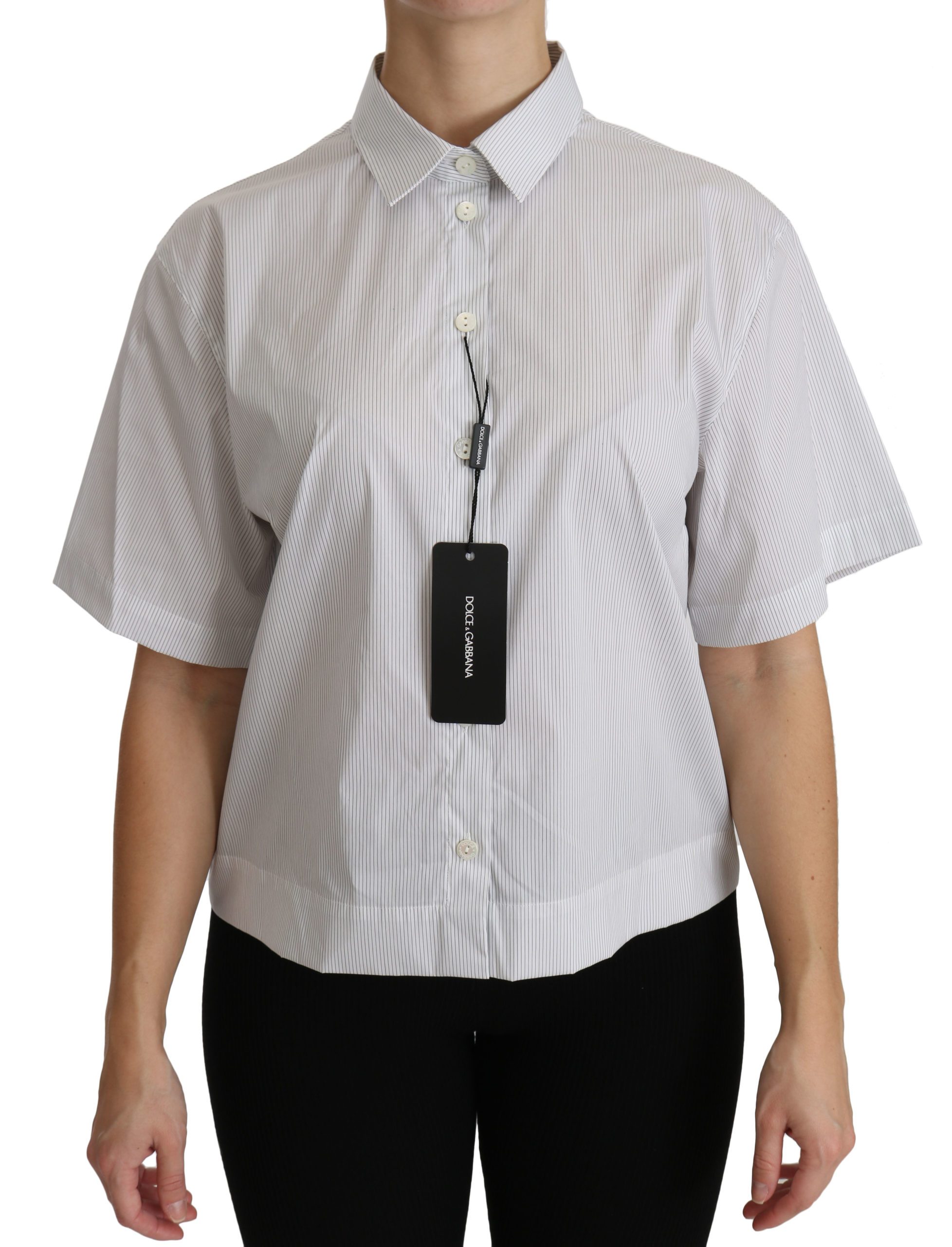 Dolce & Gabbana Women's SS Polo Top White TSH4314 - IT46|XL