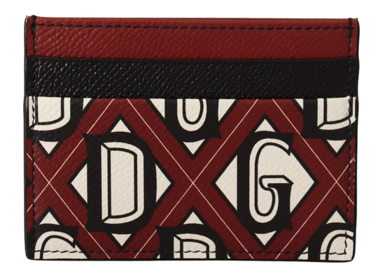 Multicolor Leather Logo Print Card Holder Mens Wallet