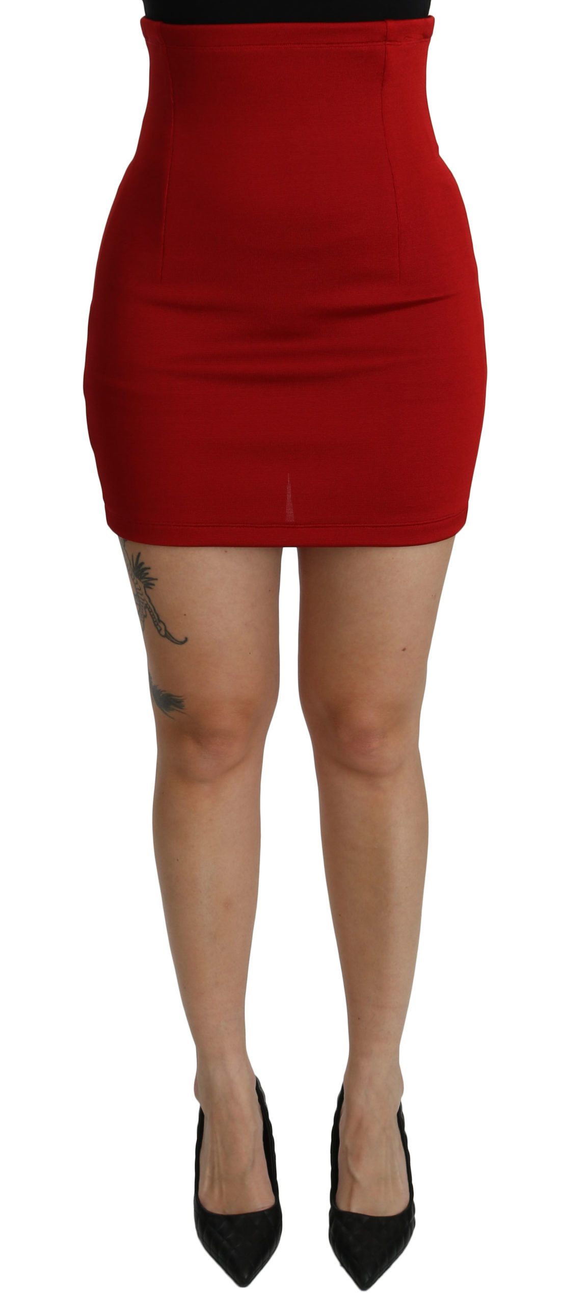 Dolce & Gabbana Women's High Waist Mini Viscose Skirt Red SKI1379 - IT40|S
