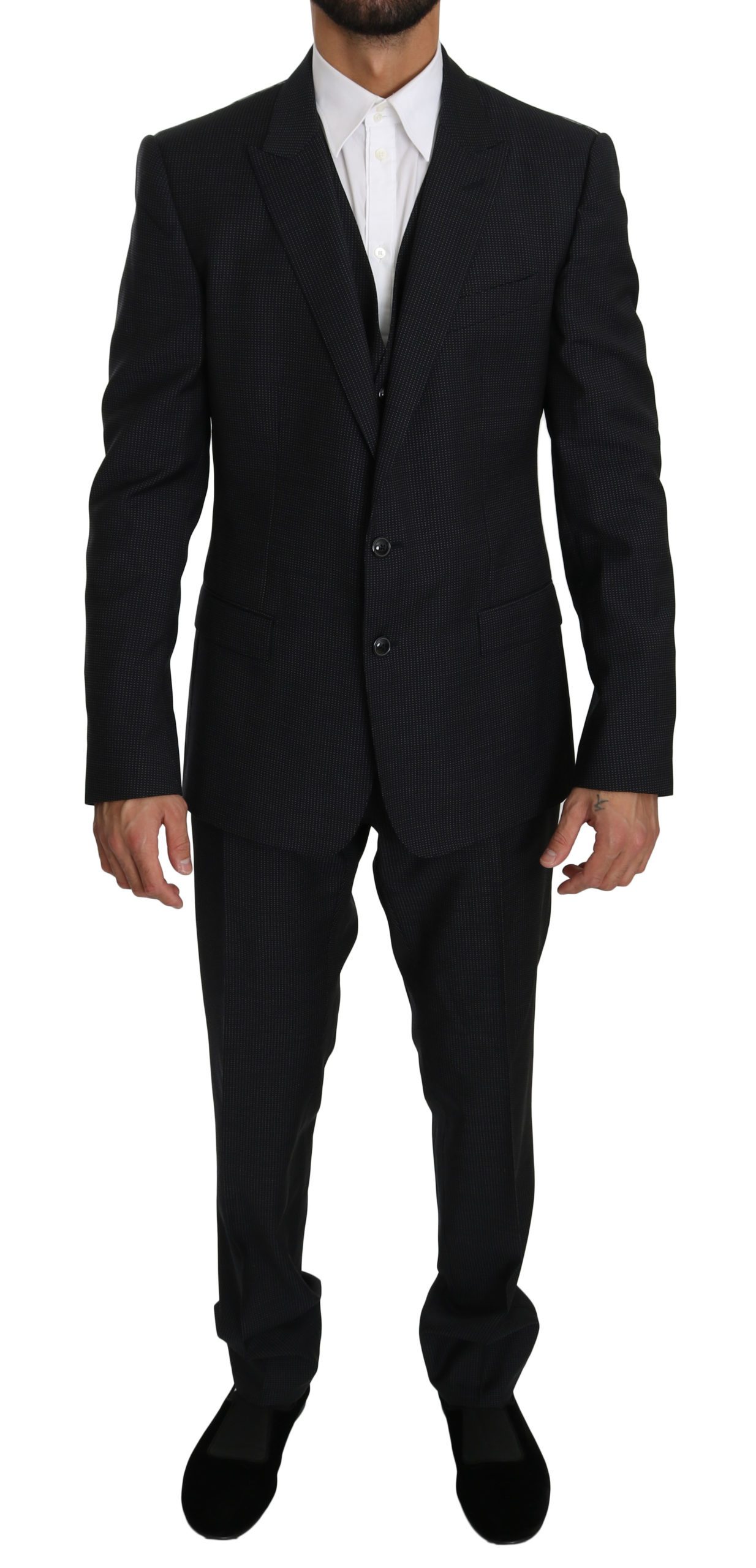 Dolce & Gabbana Men's Single Breasted 3 Piece MARTINI Suit Black KOS1554 - IT52 | XL