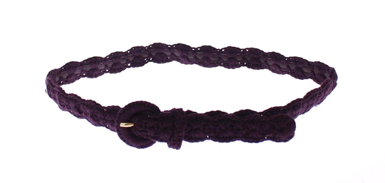 Purple Cotton Gold Logo Waist Belt - 70 cm / 28 Inches